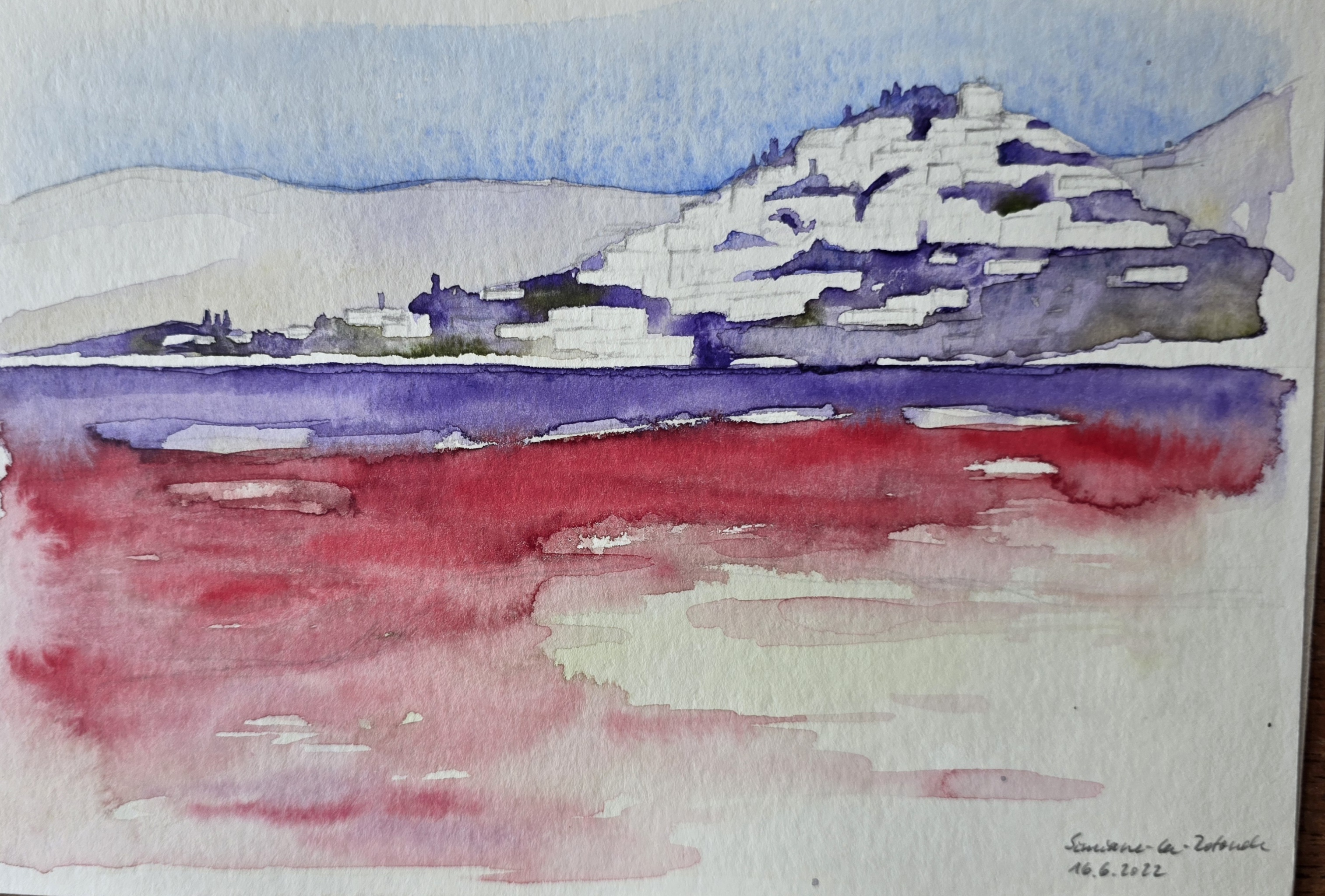 Skizzen und Aquarelle von einer Reise in die Provence und Cote d`Azur, festgegehalten in einem Reisetagebuch